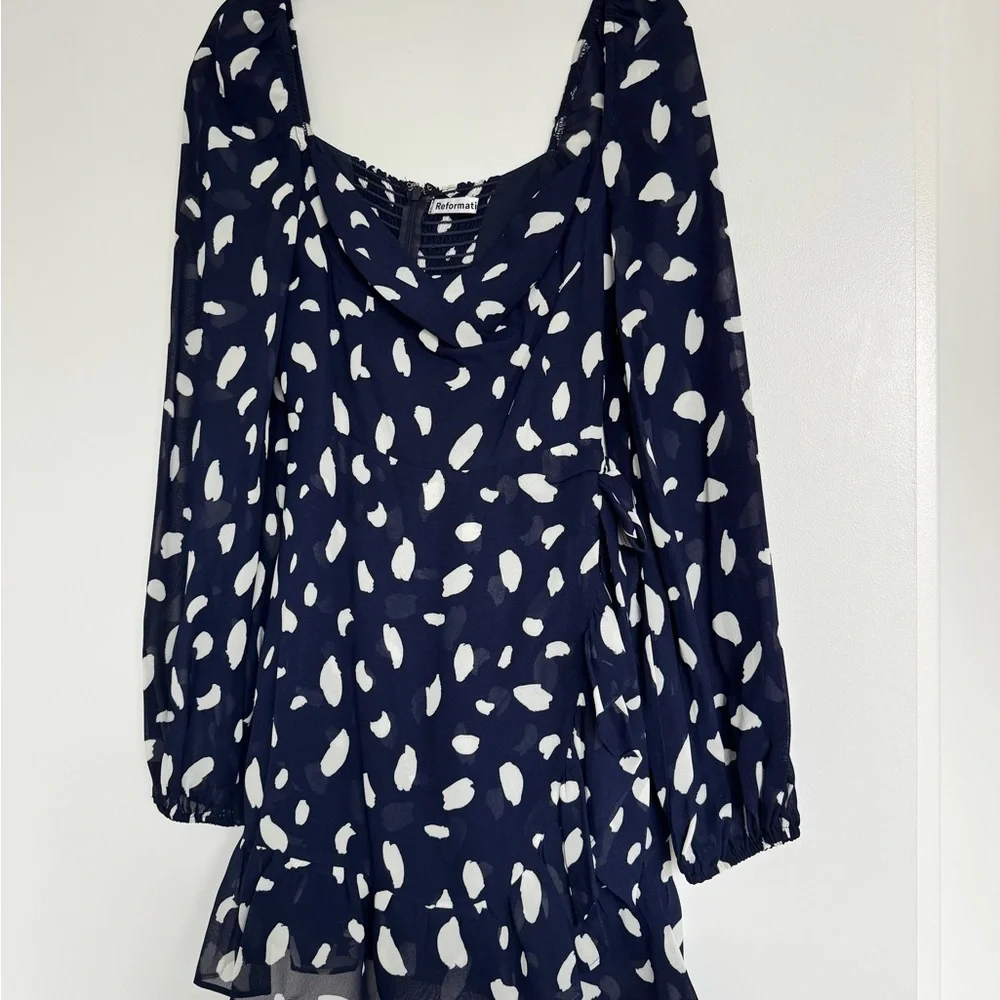 Reformation Navy and White Patterned Dress - Picture 1 of 4